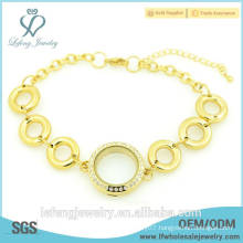 Fashionable jewelry cheap price stainless steel gold plated locket bracelet